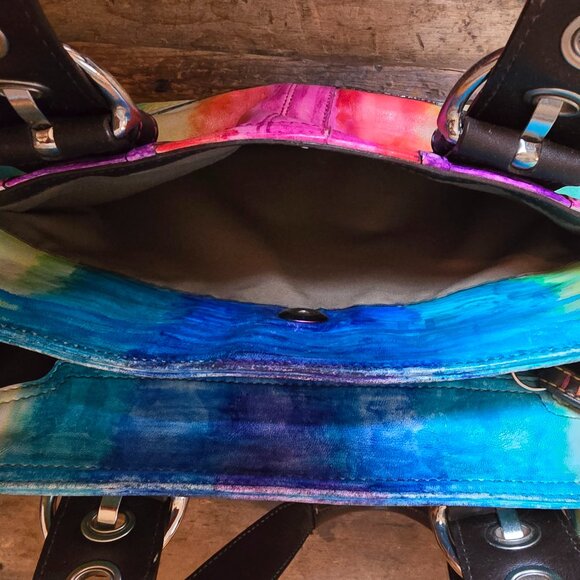 Custom-Colored Tie-Dye Genuine Leather Coach Purse - Picture 5 of 8